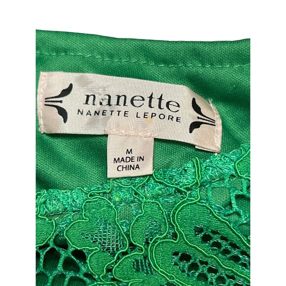 Nanette Lepore Emerald Green Lace Top Short Ruffle Sleeves Size M - Picture 5 of 5